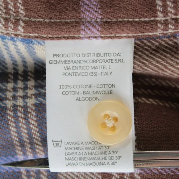 Tintoria Mattei NWT Cotton Overshirt Size Medium In Blue w/ Multicolor Plaid